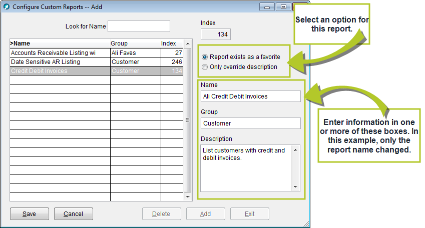 Manage report favorites